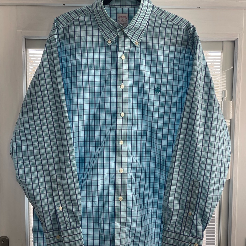 Brooks Brothers 346 Men’s Plaid Button‑Down Shirt – Size L, Original Fit